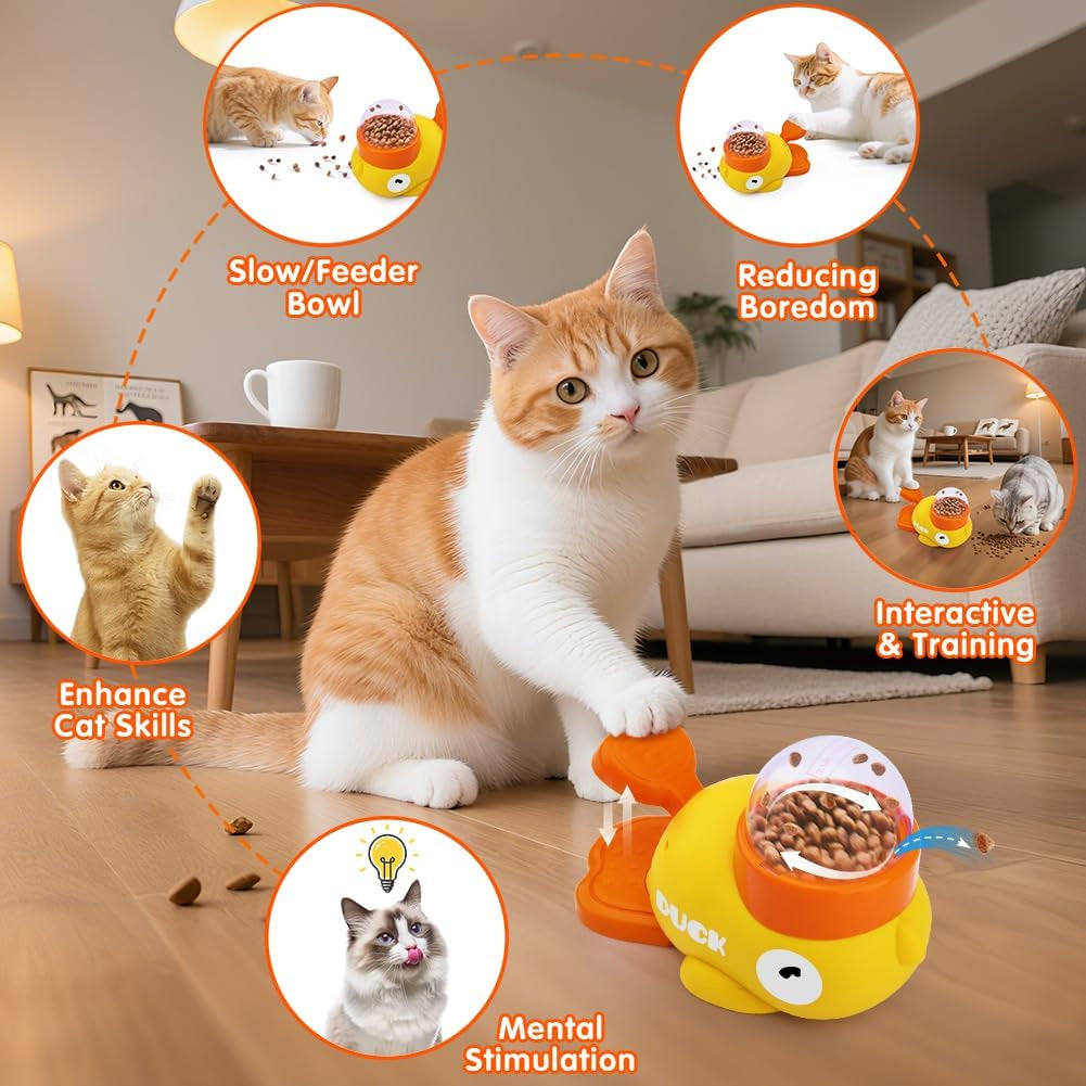 Interactive Cat Treat Puzzle Dispenser | Slow Feeder Cat Toy Duck Shaped Design