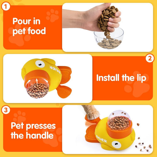 Interactive Cat Treat Puzzle Dispenser | Slow Feeder Cat Toy Duck Shaped Design