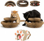 Cat Scratcher Toys for Indoor Cats - 2PCS Kitty Kurlz Magic Organ Cat Scratcher Board, Cardboard Cat Scratching Board Ball Scratcher Pad