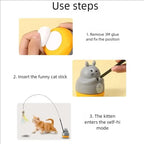 Cat Funny Cat Stick Steel Wire Long Pole Feather Cute Cat Toy Kitten Fishing Rotating Self-Pleasure Relief Pet Toy
