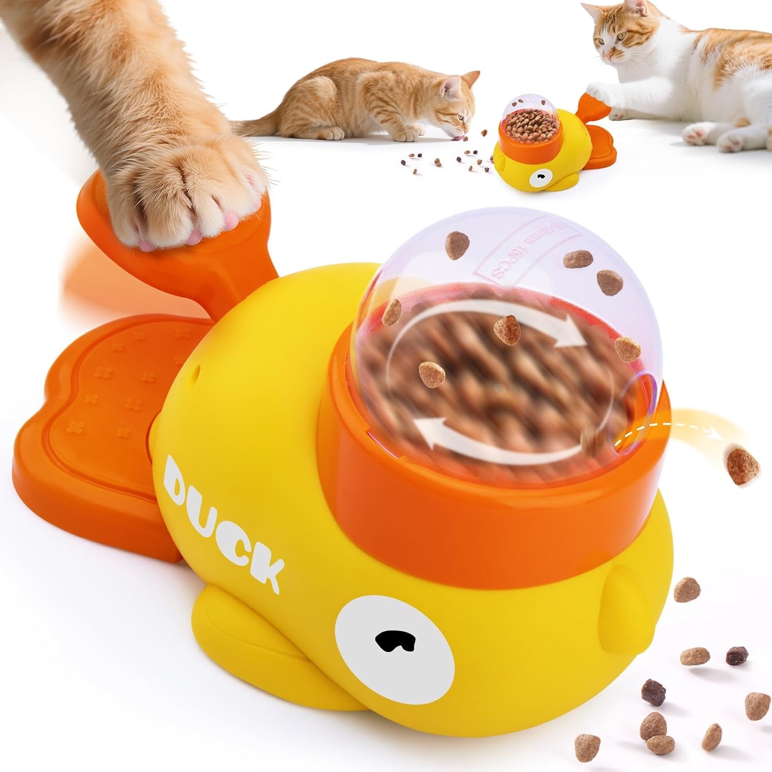 Interactive Cat Treat Puzzle Dispenser | Slow Feeder Cat Toy Duck Shaped Design