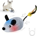 Interactive Mouse Cat Toy, Automatic Moving Fake Rat Mouse Cat Toy, Realistic Rechargeable Dog Mouse Toy with Sound & Feather & Bell, Prank Joke Scary Trick Rats for Cats Dogs
