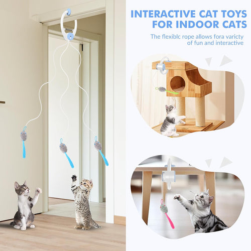 Automatic Hanging Cat Toy with Flying Bird,Interactive, Light Blue | Interactive,Rechargeable,Flying Bird Feather Wand Cat Toys,Exercise Stimulation,Cat Enrichment