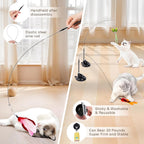 Cat Toys, 14Pcs 4 in 1 Indoor Adult Cat Interactive Toys, Hanging Door Kitten Wand with Suction Cup Removable Feathers Balls Mice Butterfly Streamers