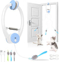 Automatic Hanging Cat Toy with Flying Bird,Interactive, Light Blue | Interactive,Rechargeable,Flying Bird Feather Wand Cat Toys,Exercise Stimulation,Cat Enrichment