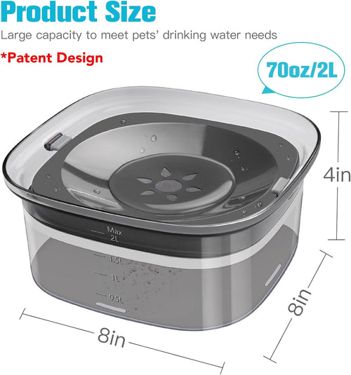 70Oz Dog Water Bowl, No Spill Slow Drinking Feeder for Messy Drinker | Large Capacity, Spill Proof, Prevent Pet Prevents Choking, Anti-Slip, Visible Water Level, Suitable for Travel and Car Trips