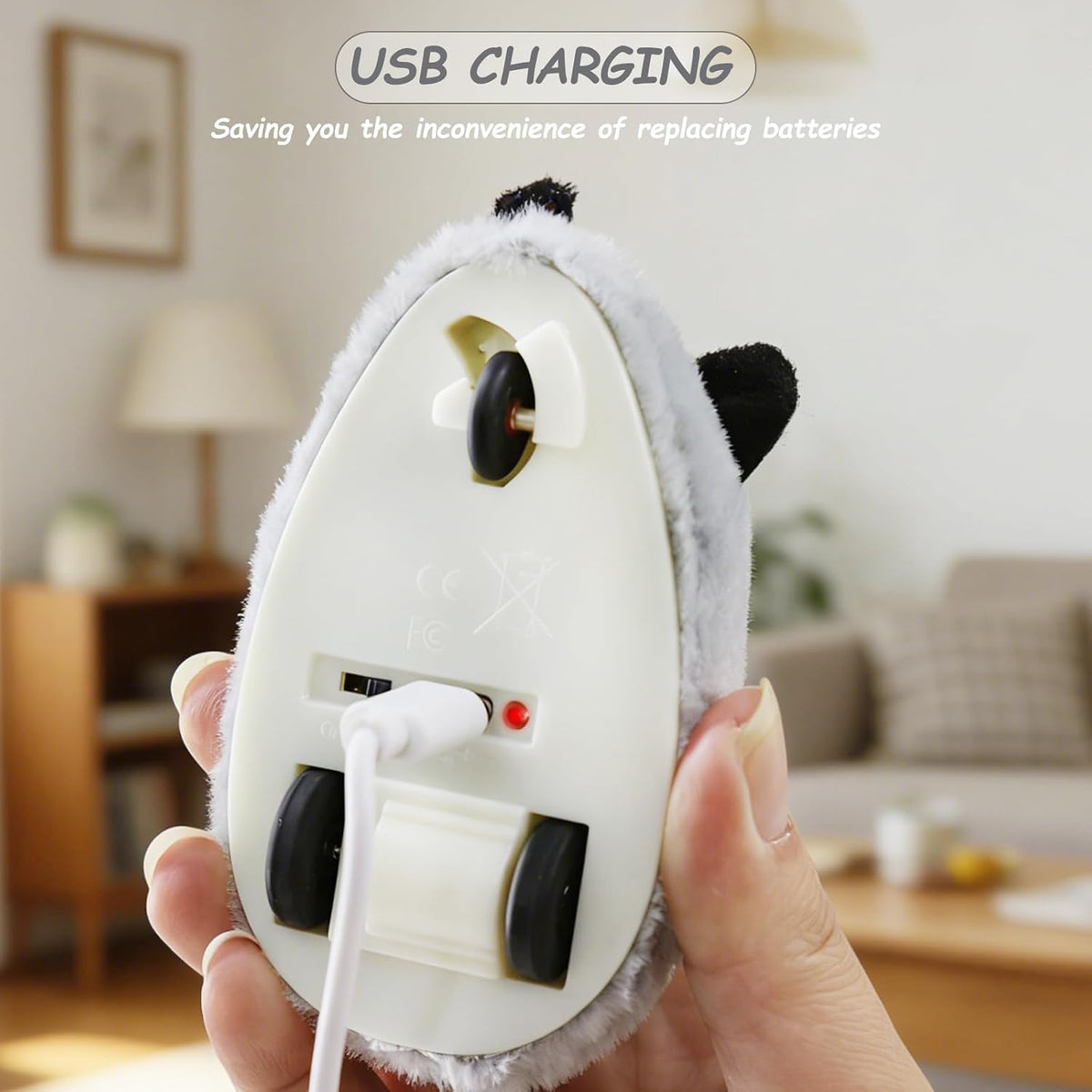 Interactive Mouse Cat Toy, Automatic Moving Fake Rat Mouse Cat Toy, Realistic Rechargeable Dog Mouse Toy with Sound & Feather & Bell, Prank Joke Scary Trick Rats for Cats Dogs