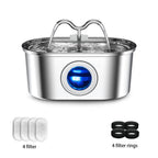 108Oz/3.2L Cat Water Stainless Steel Pets Dispenser with LED Light Silent Pump Automatic Fountain for Cat Dog Drinking Bowl