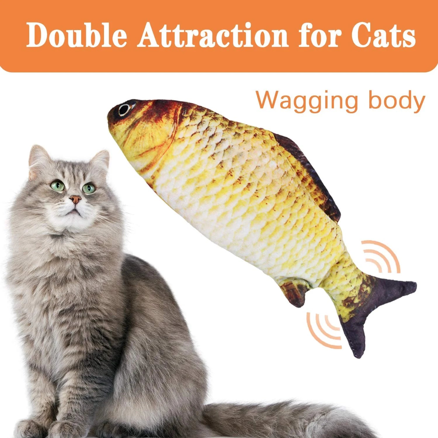 DOTSOG Electric Moving Wagging Fish Cats Toy Realistic Flopping, Interactive Motion Kitten Toy, Plush Interactive Cat Toys Fun Toy for Cat Exercise