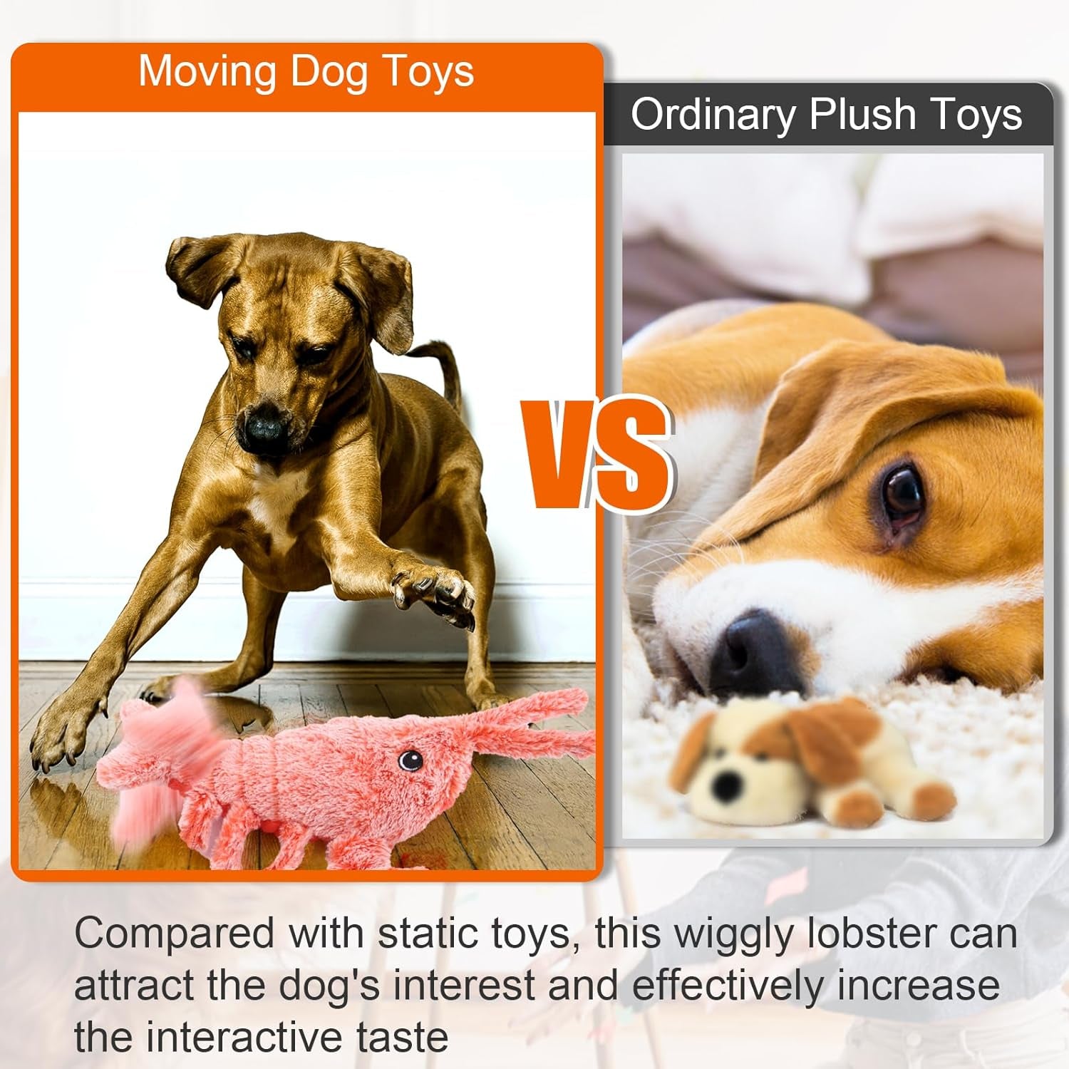 Interactive Lobster Dog Toy | Keeps Small, Medium & Large Dogs Busy Indoors & Outdoors - Rechargeable, Plush & Squeaky