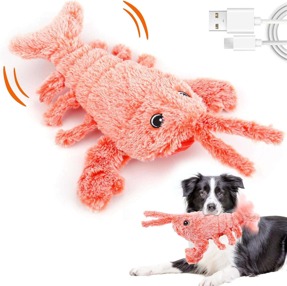 Interactive Lobster Dog Toy | Keeps Small, Medium & Large Dogs Busy Indoors & Outdoors - Rechargeable, Plush & Squeaky